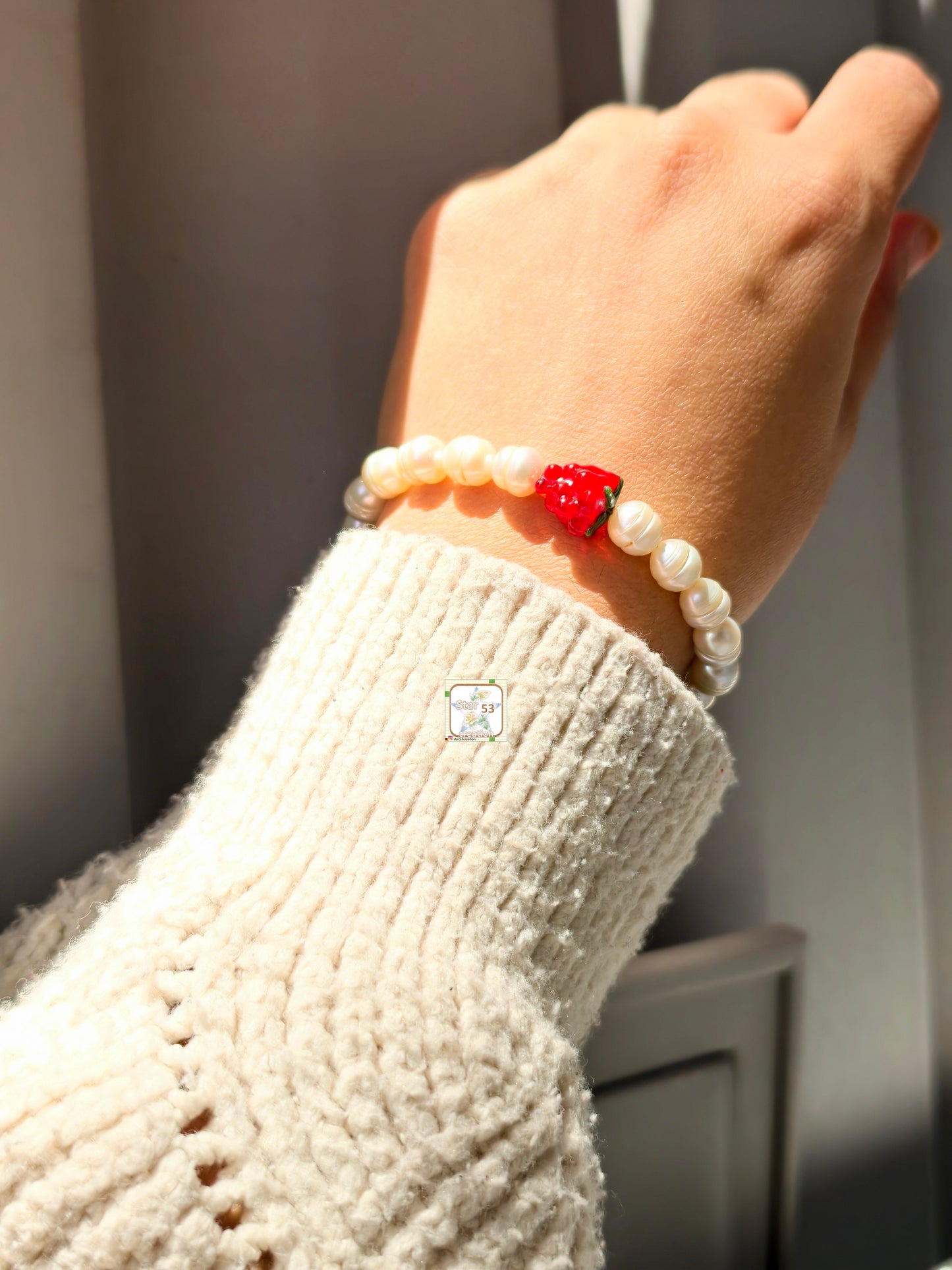 Berry freshwater pearl bracelet, adjustable