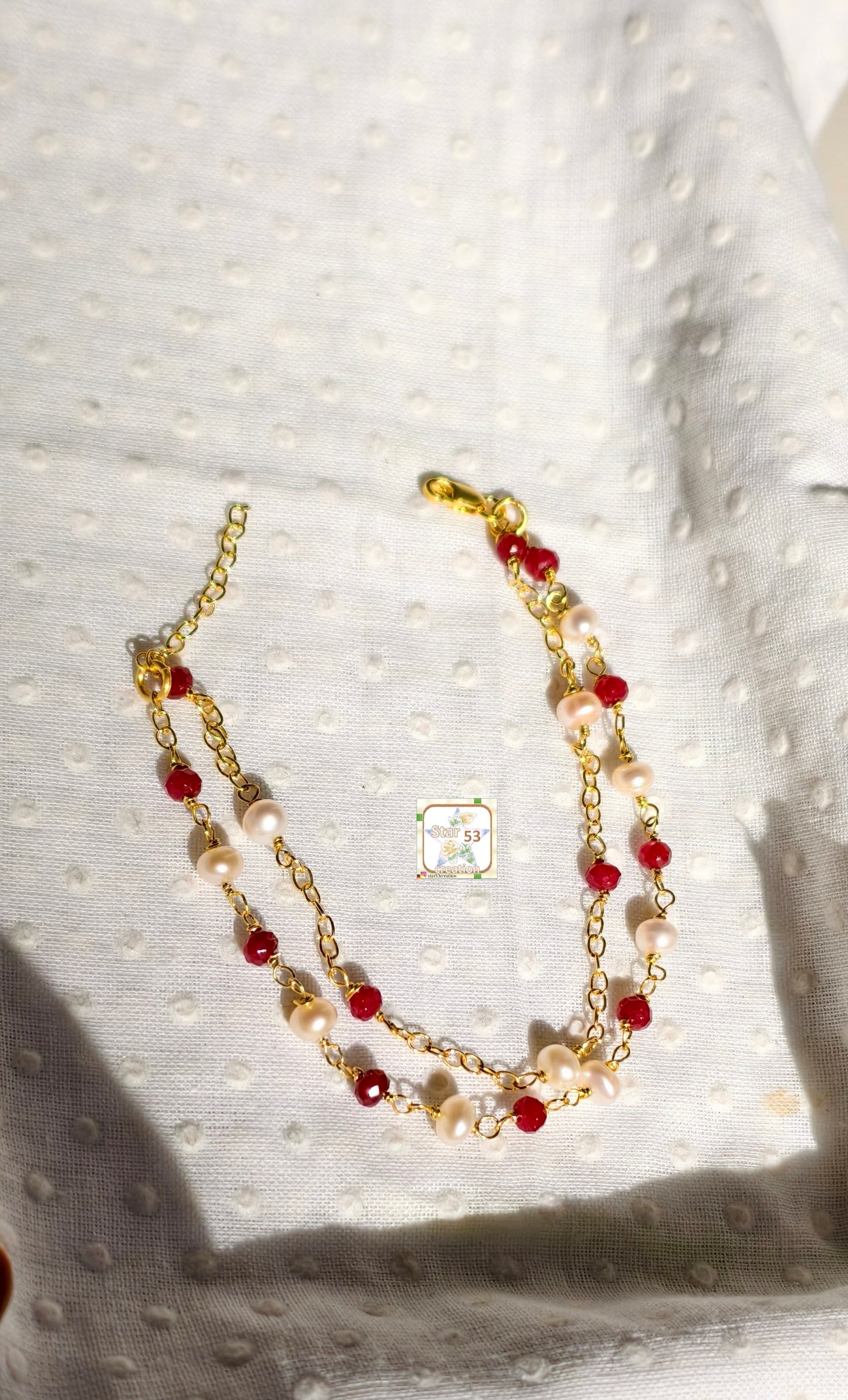Rubie bracelet, waterproof, gold plated