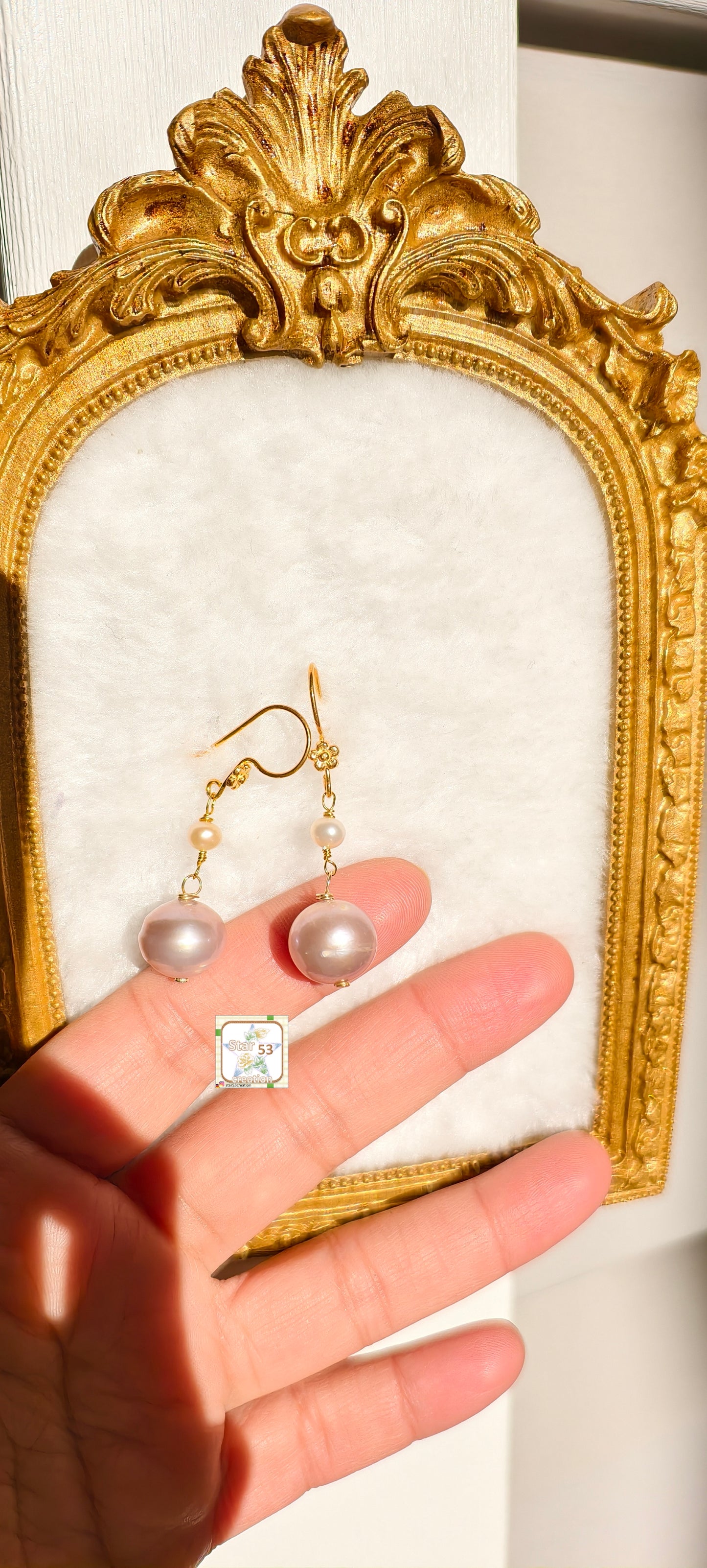 Rosane freshwater pearl earrings, 925 silver, gold plated