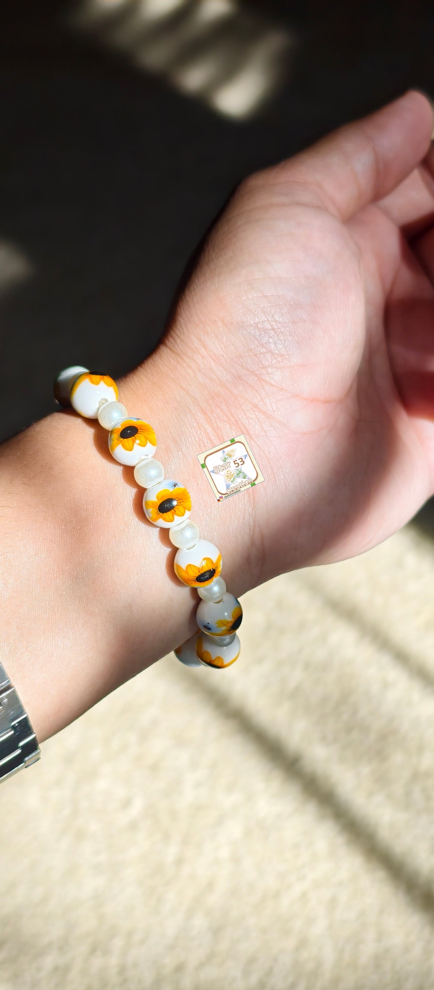 Sunflower bloom bracelet, free size