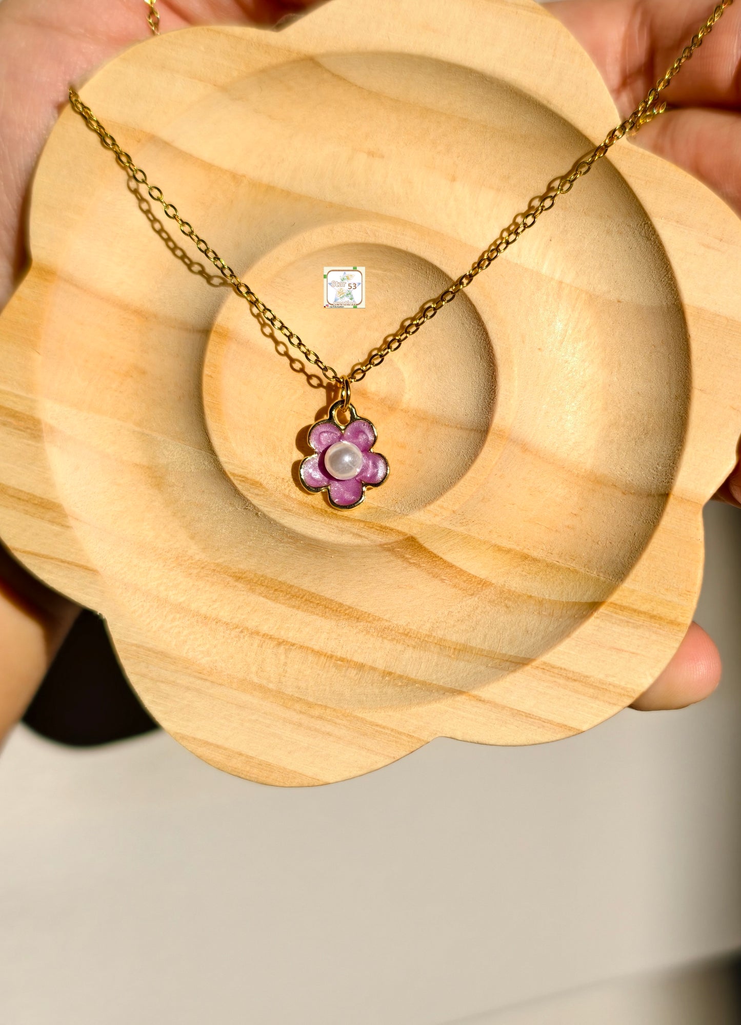 Floral pearl bloom necklace, 16-18, waterproof