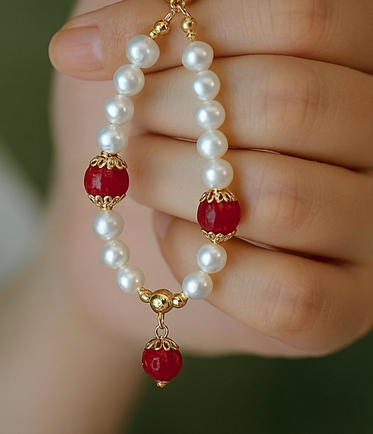 Zeal freshwater pearl & jade bracelet