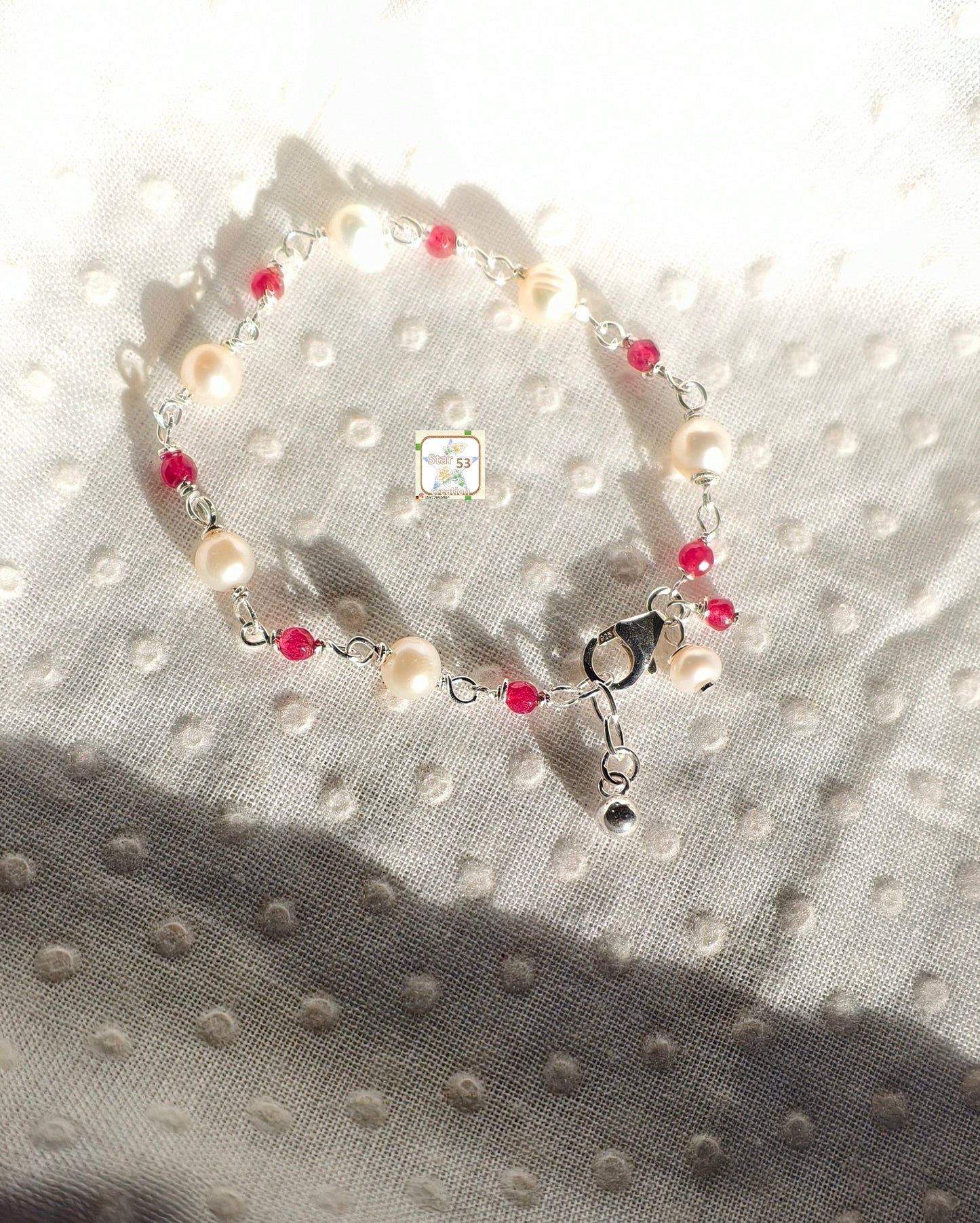 Jady droplets freshwater pearl bracelet, 925 silver