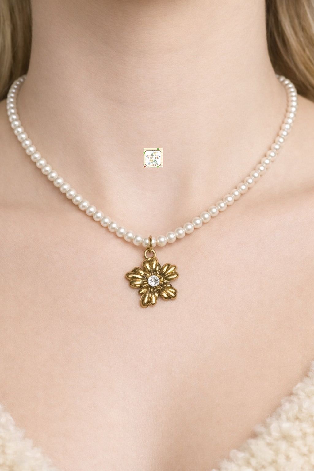 Blossom pearl necklace, 16-18 inches