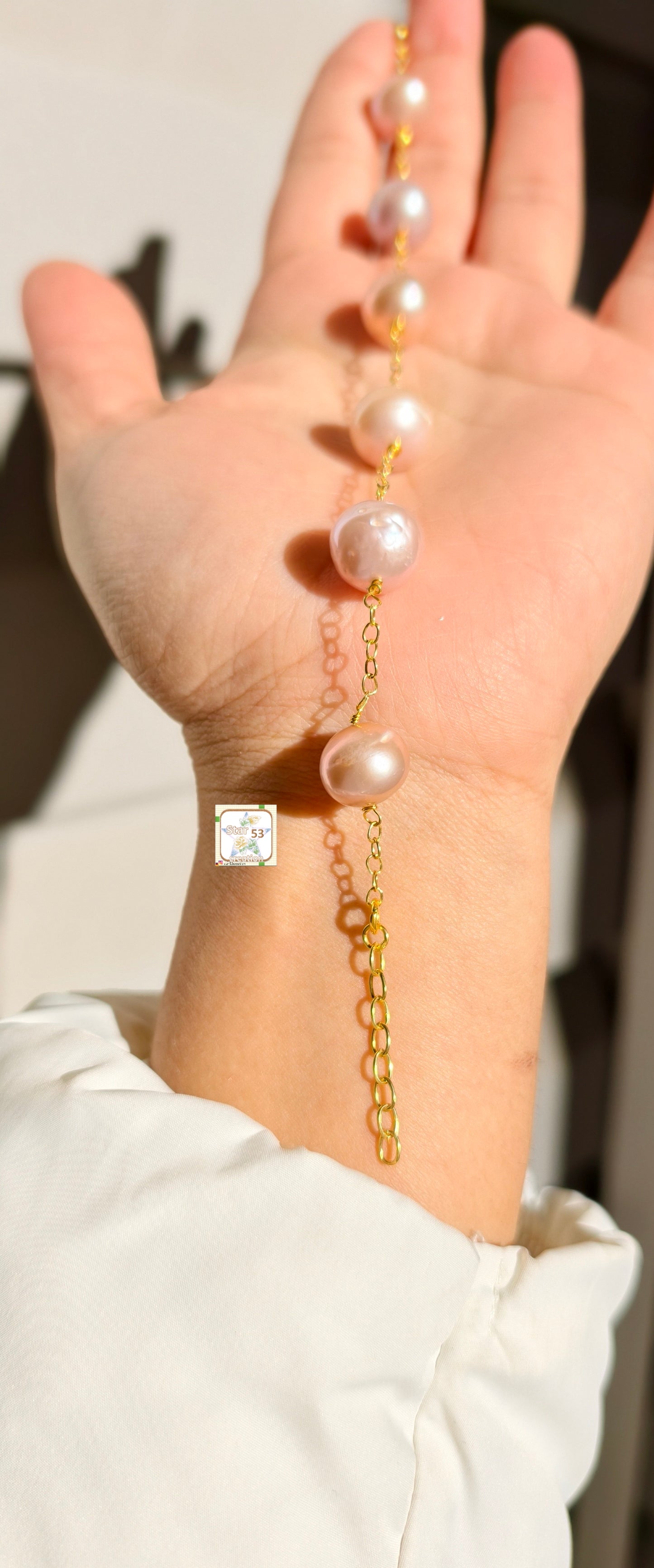 Peche' Pearl bracelet, 92.5 silver, gold plated