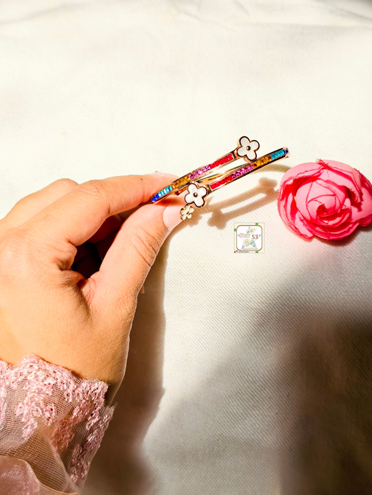 Rainbow flora bangle