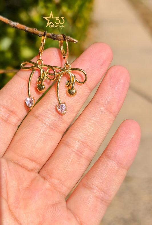 Bow-licious earrings, Gold plated