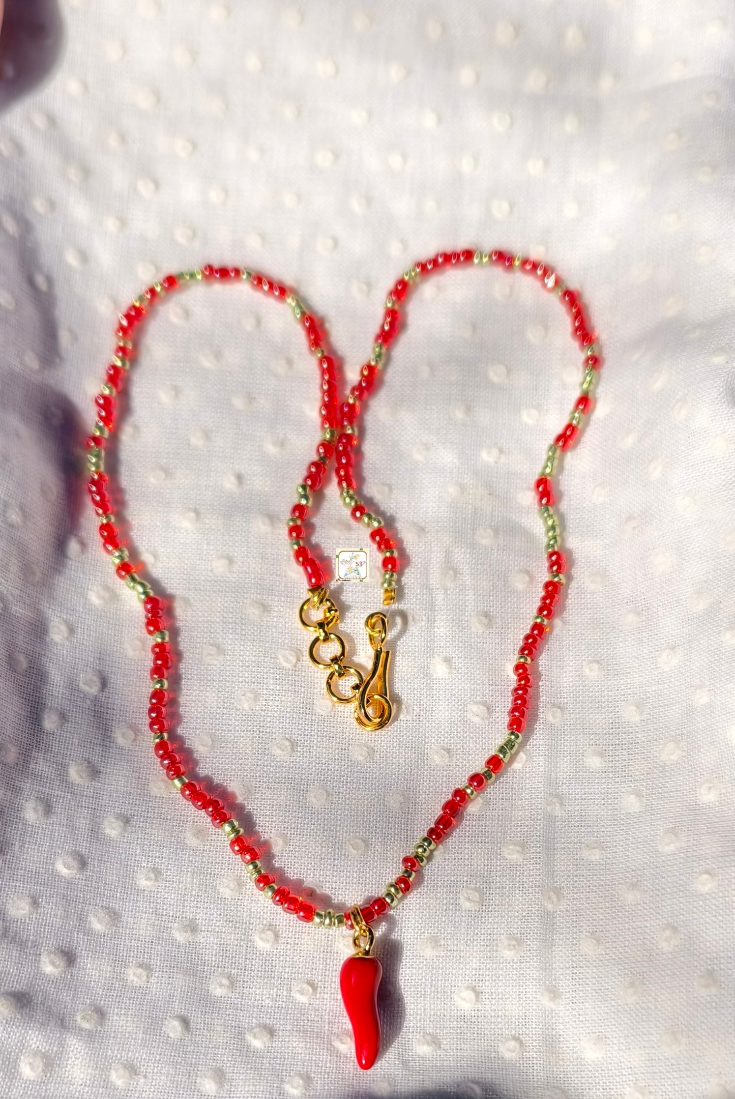 Spicy beaded necklace, 16-18 inches, adjustable