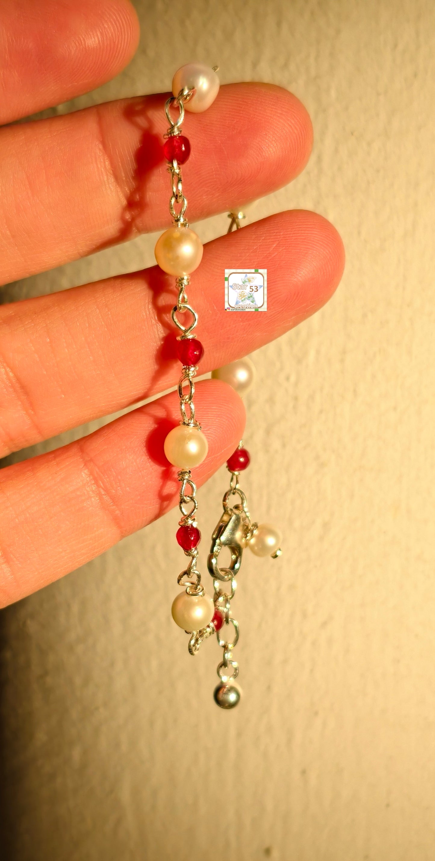 Jady droplets freshwater pearl bracelet, 925 silver