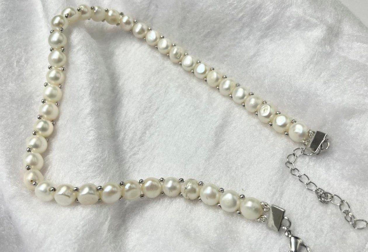 Orb necklace, silver plated