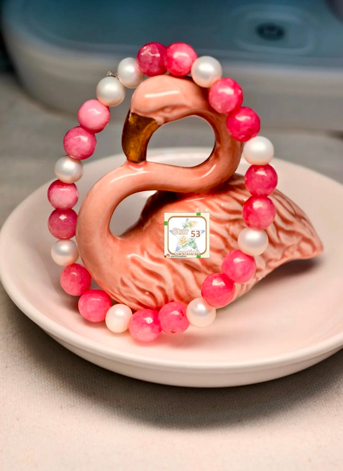 Marshmallow Pearl & Jade bracelet