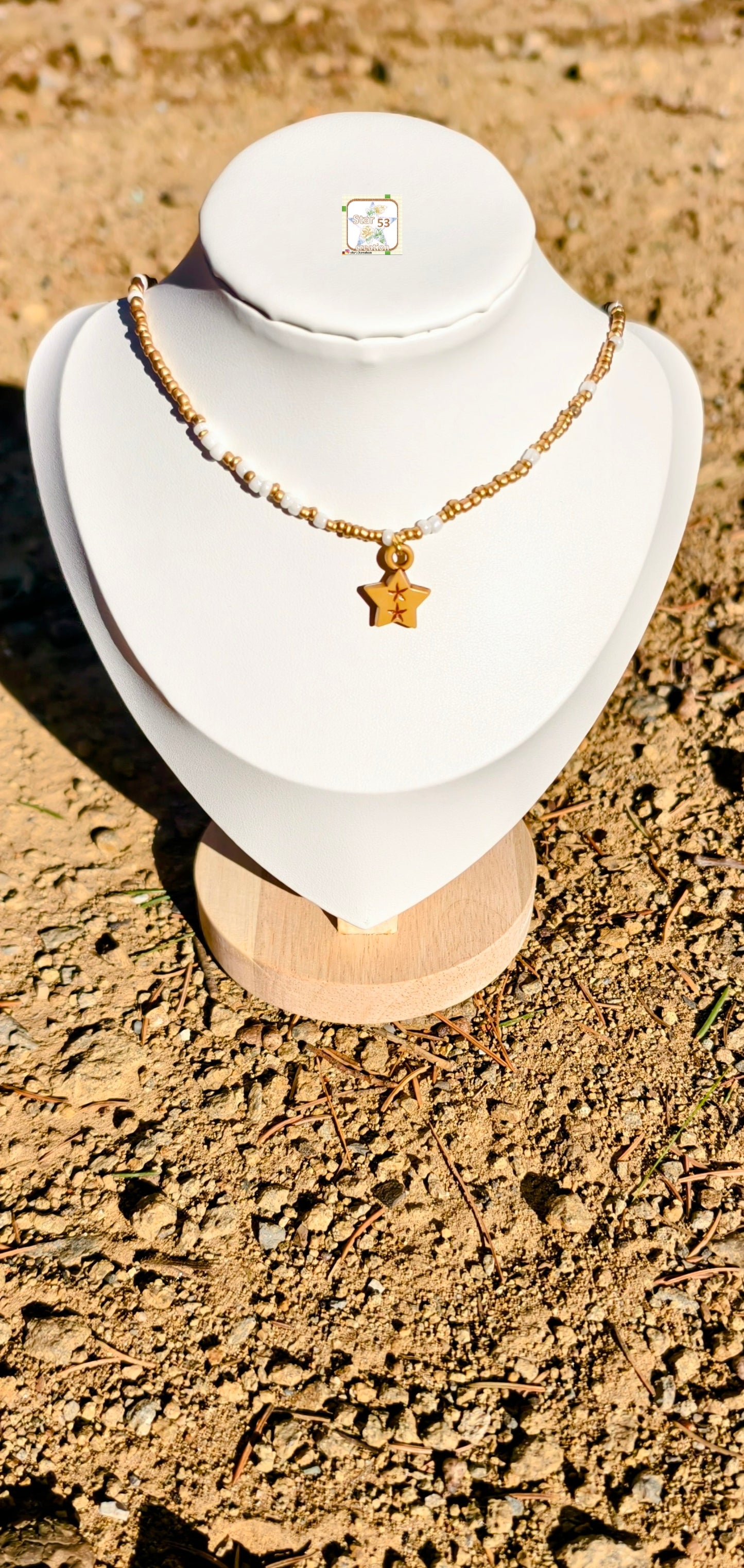 Earthy Star beaded necklace, 16-18 inches