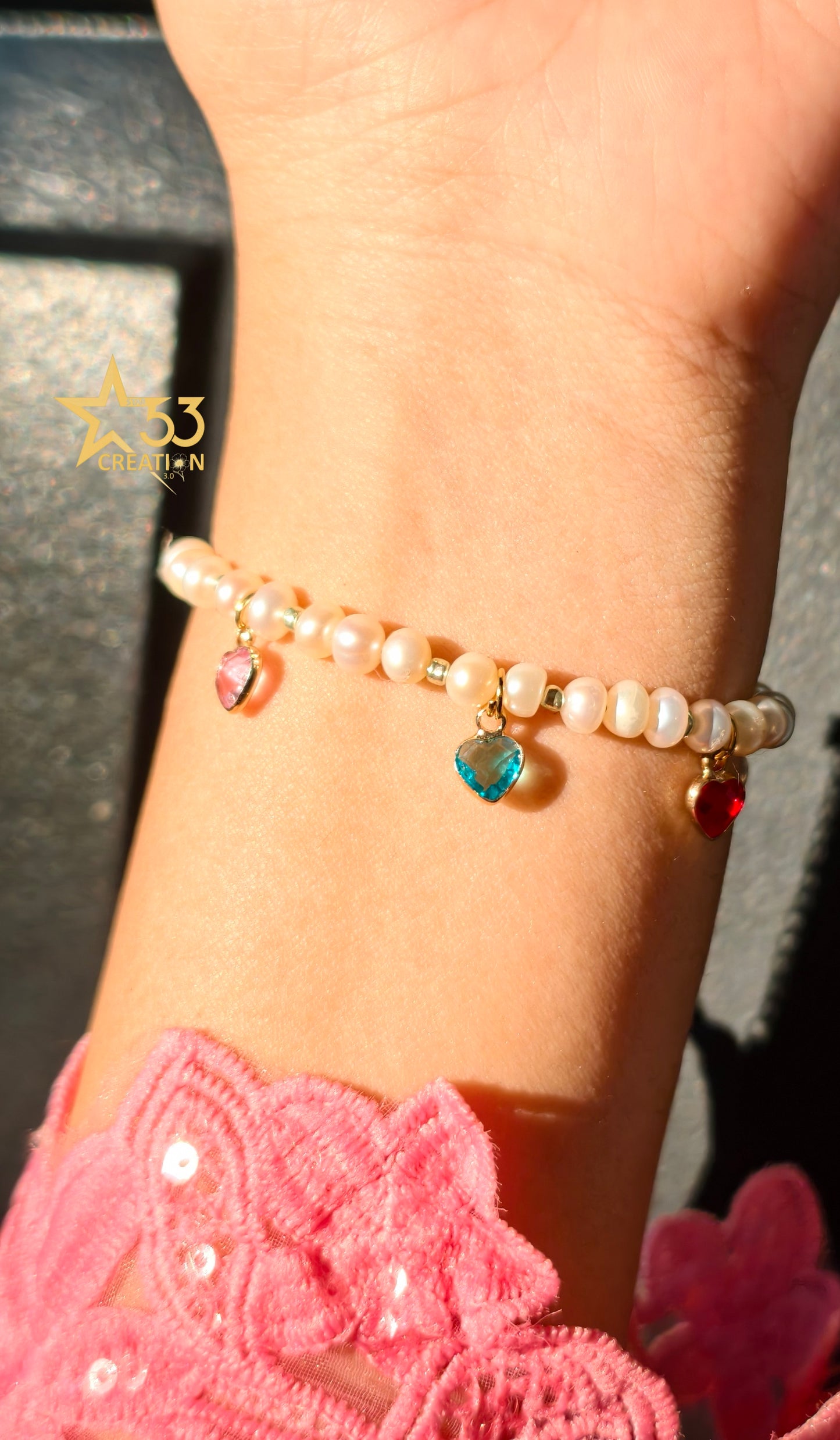 Harlequin freshwater pearl bracelet