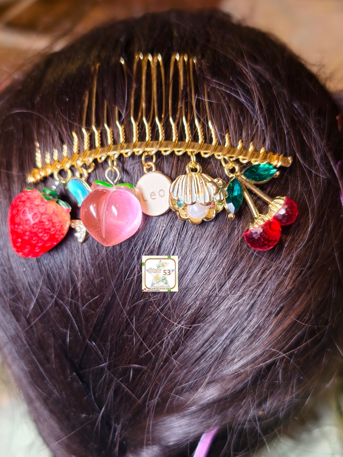 Horoscopic hair pin, gold plated