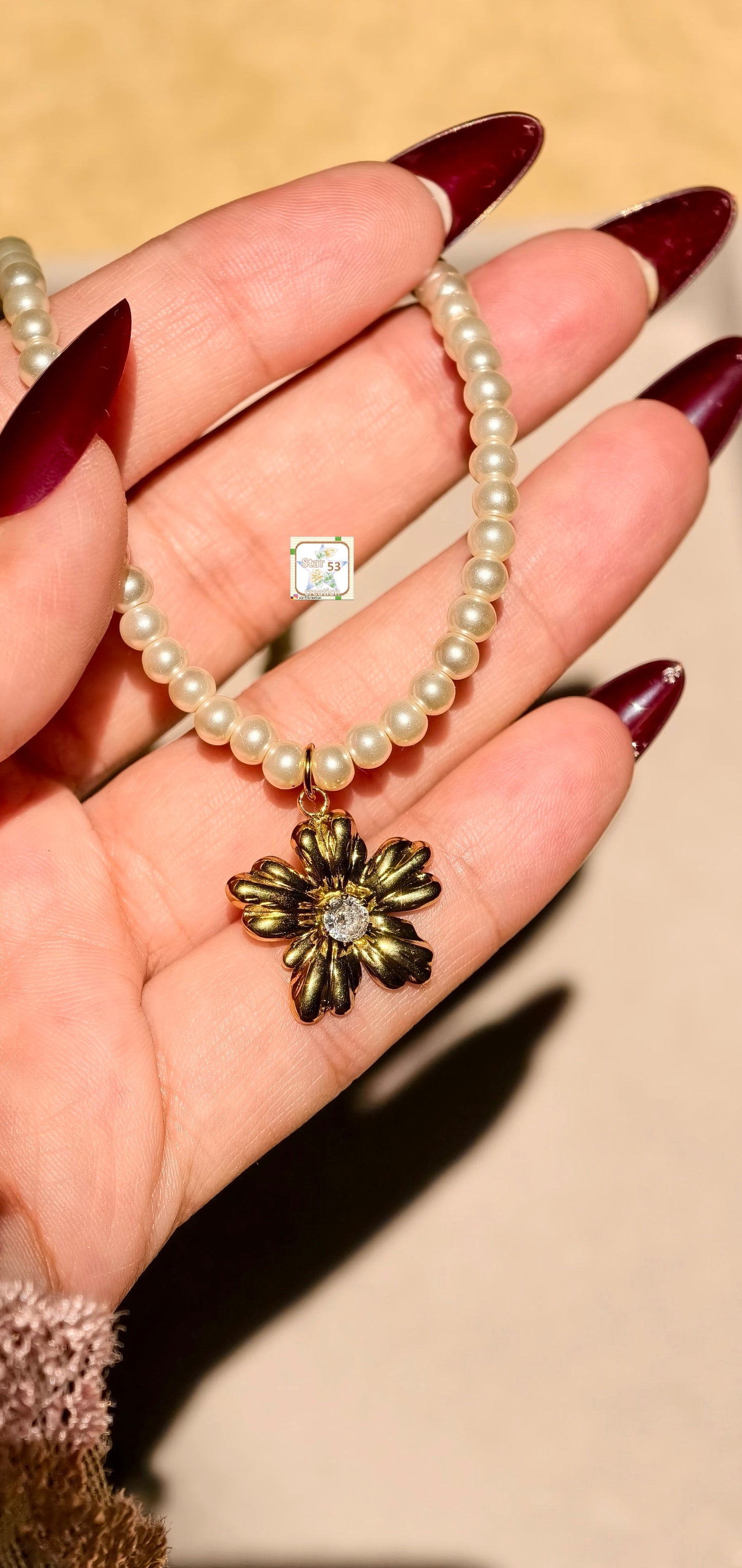 Blossom pearl necklace, 16-18 inches