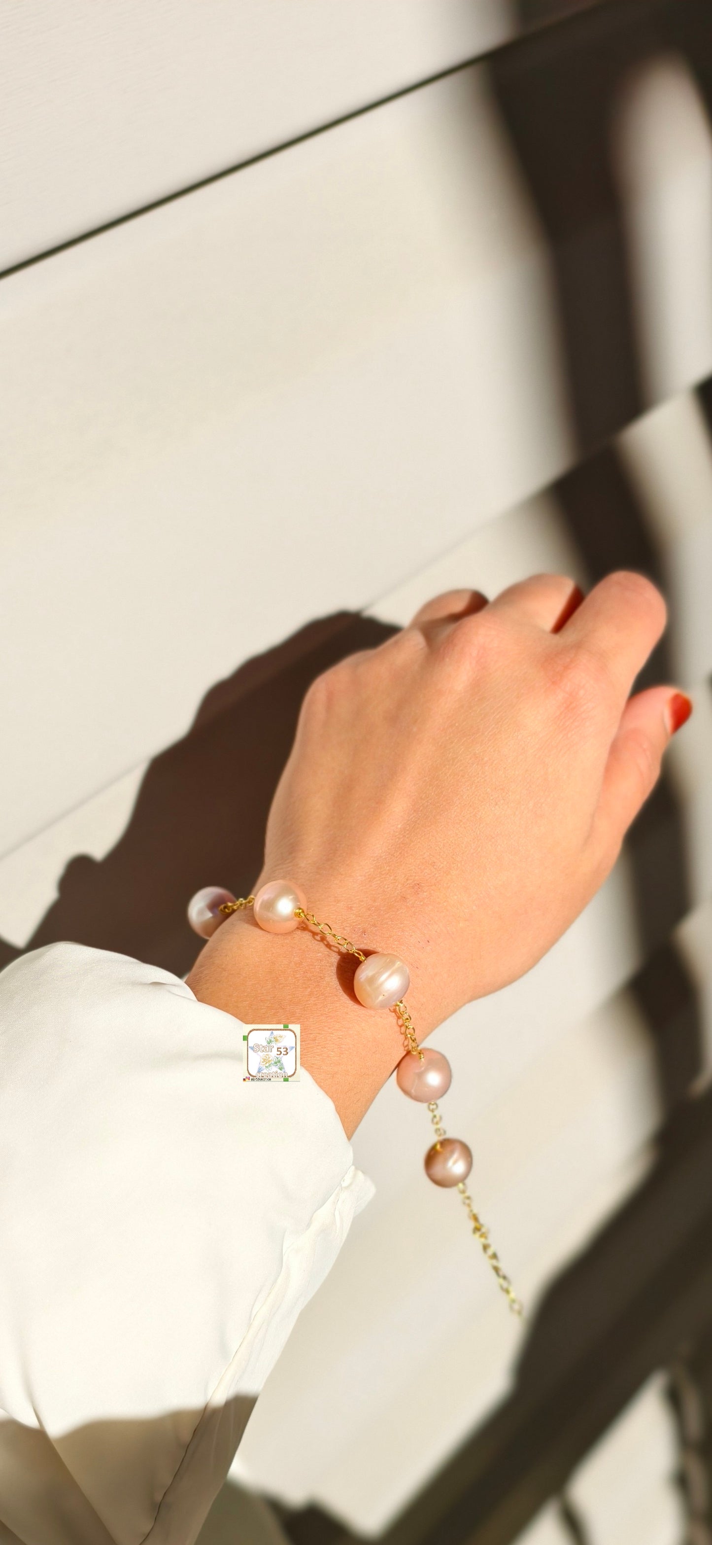 Peche' Pearl bracelet, 92.5 silver, gold plated