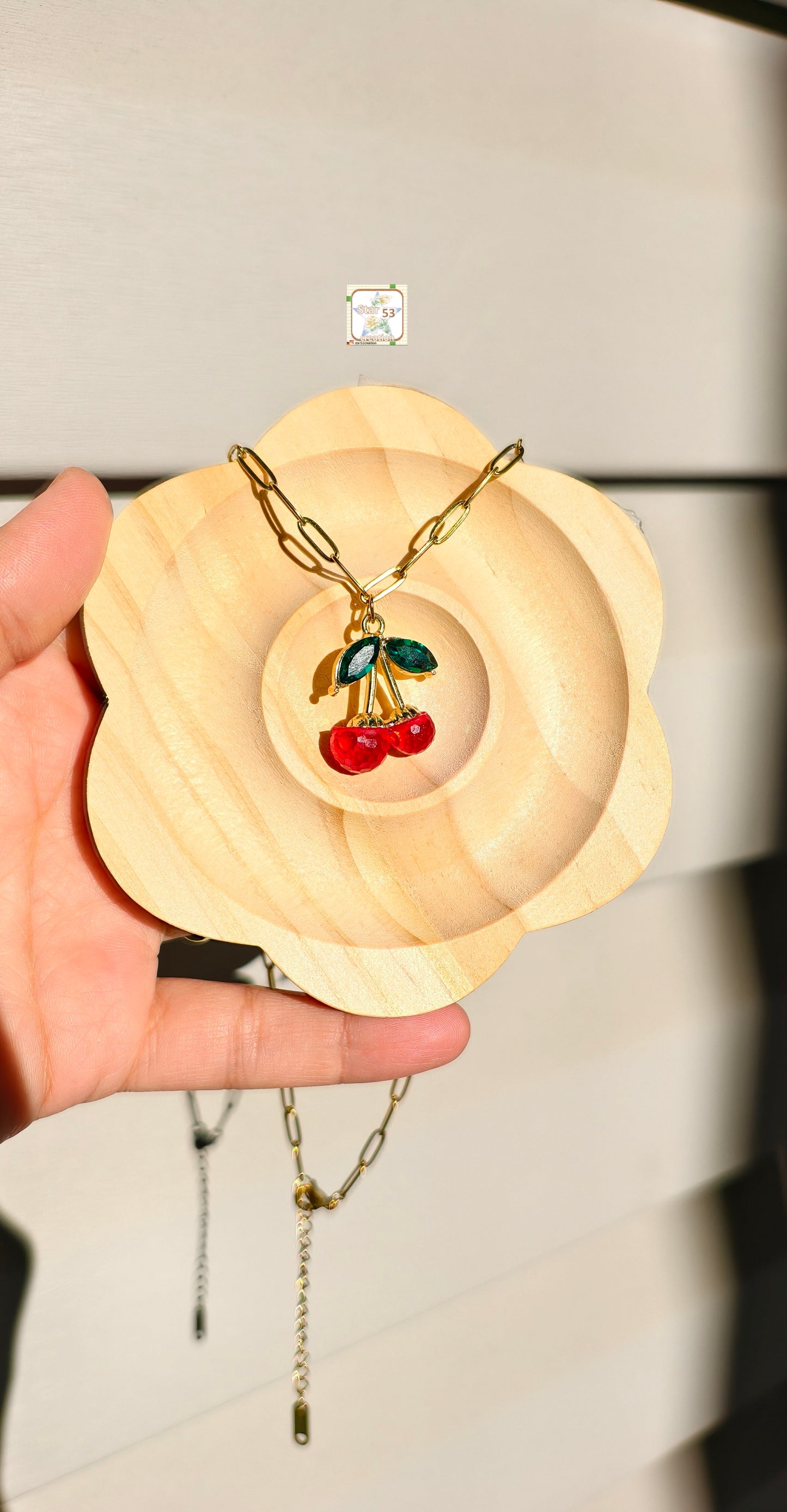 Cherry necklace, 16-18 inches, waterproof