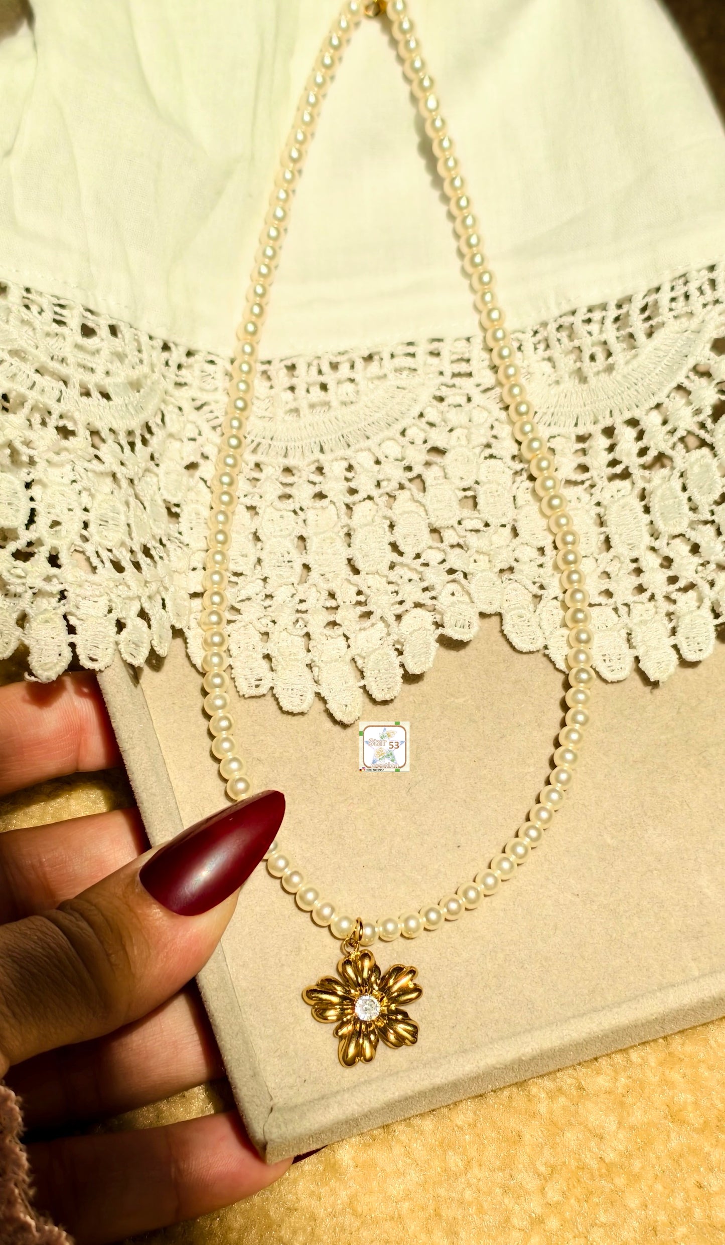 Blossom pearl necklace, 16-18 inches