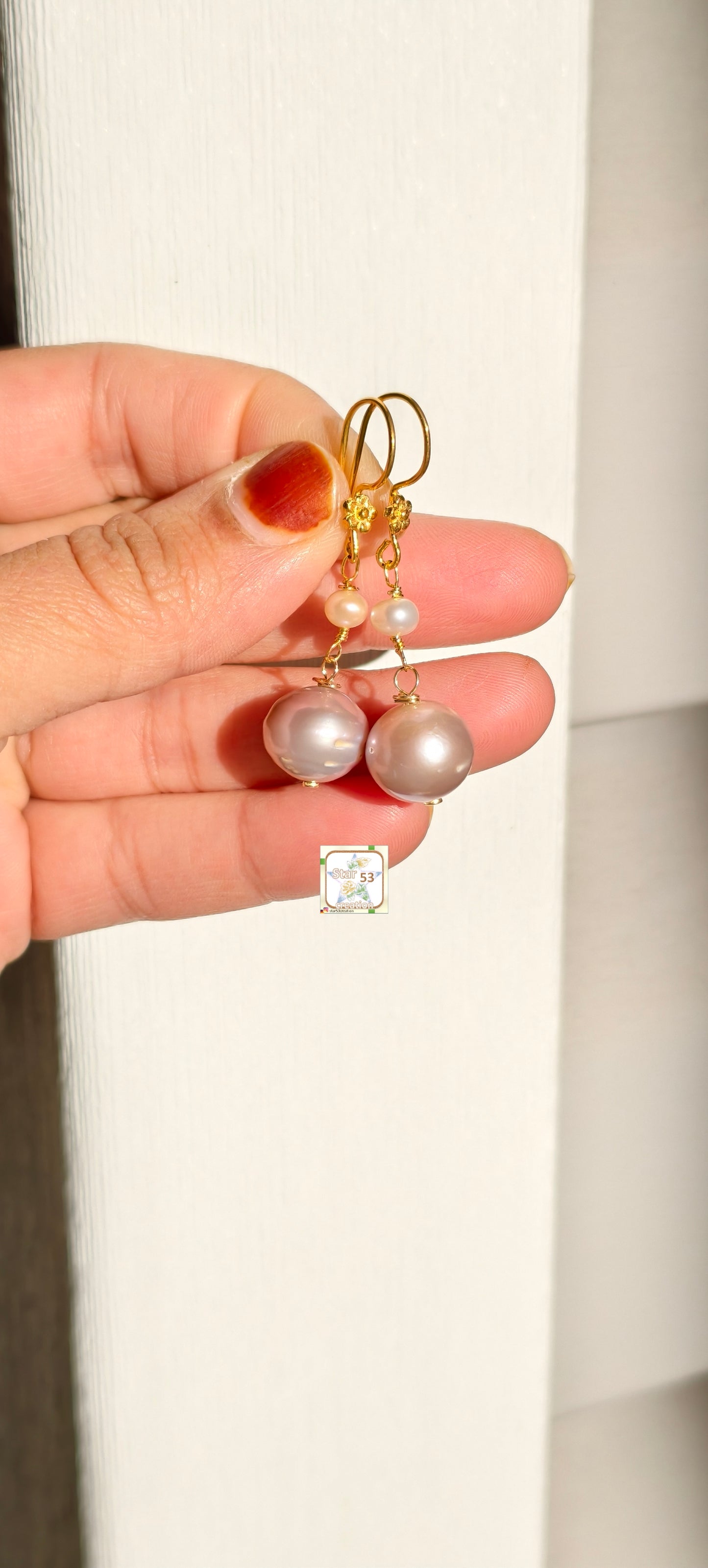 Rosane freshwater pearl earrings, 925 silver, gold plated