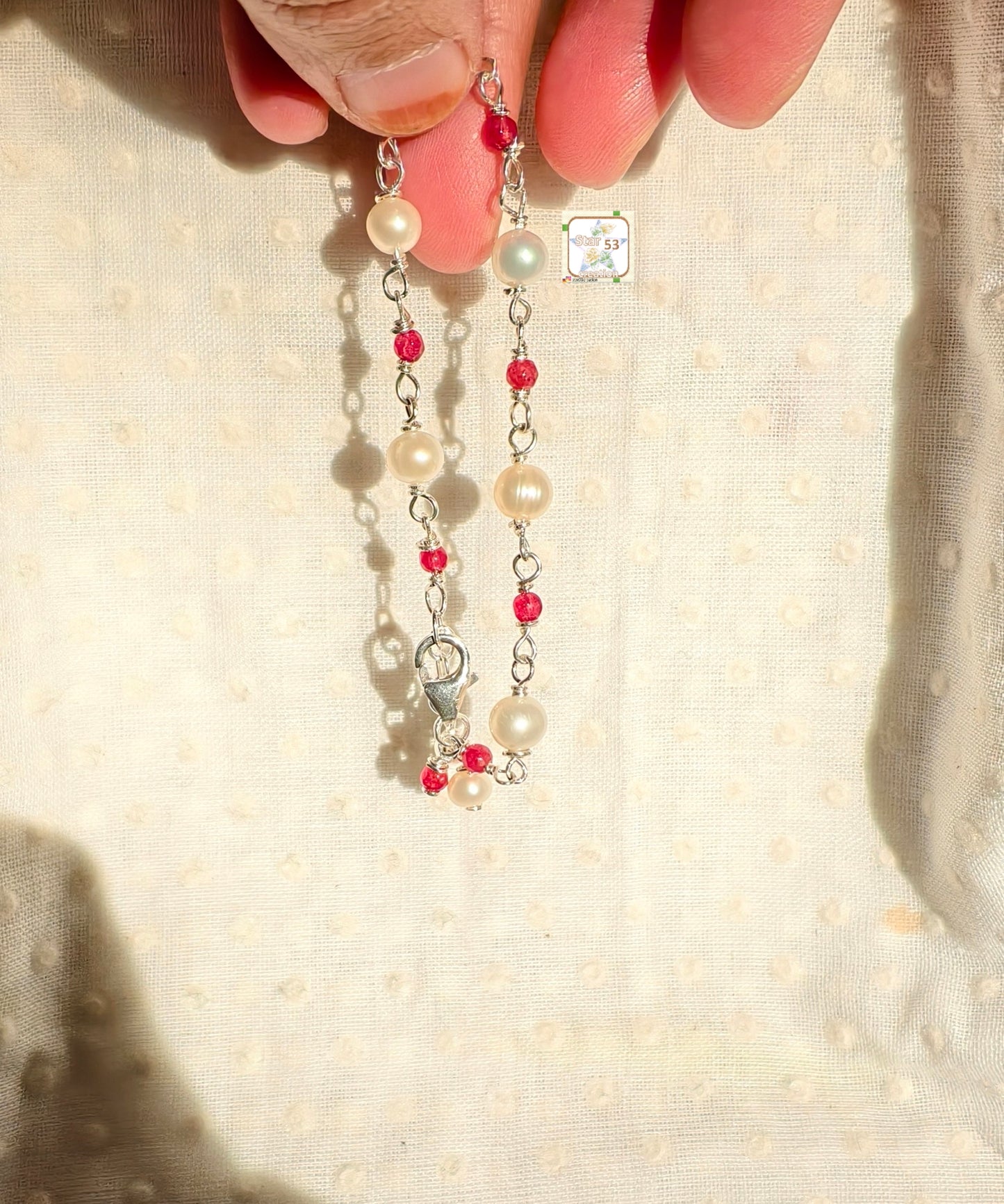 Jady droplets freshwater pearl bracelet, 925 silver