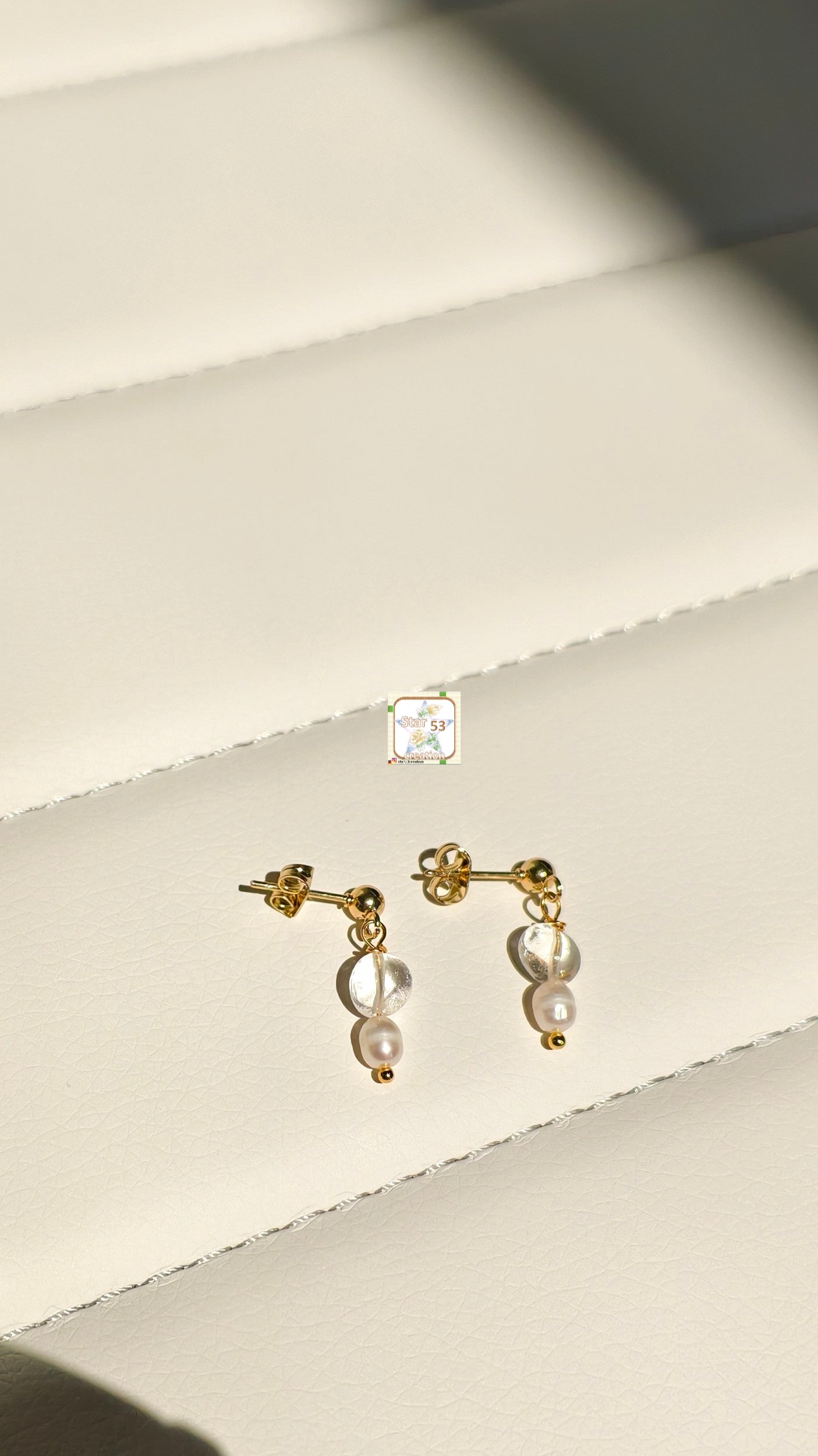 Claire quartz earrings, gold plated, waterproof