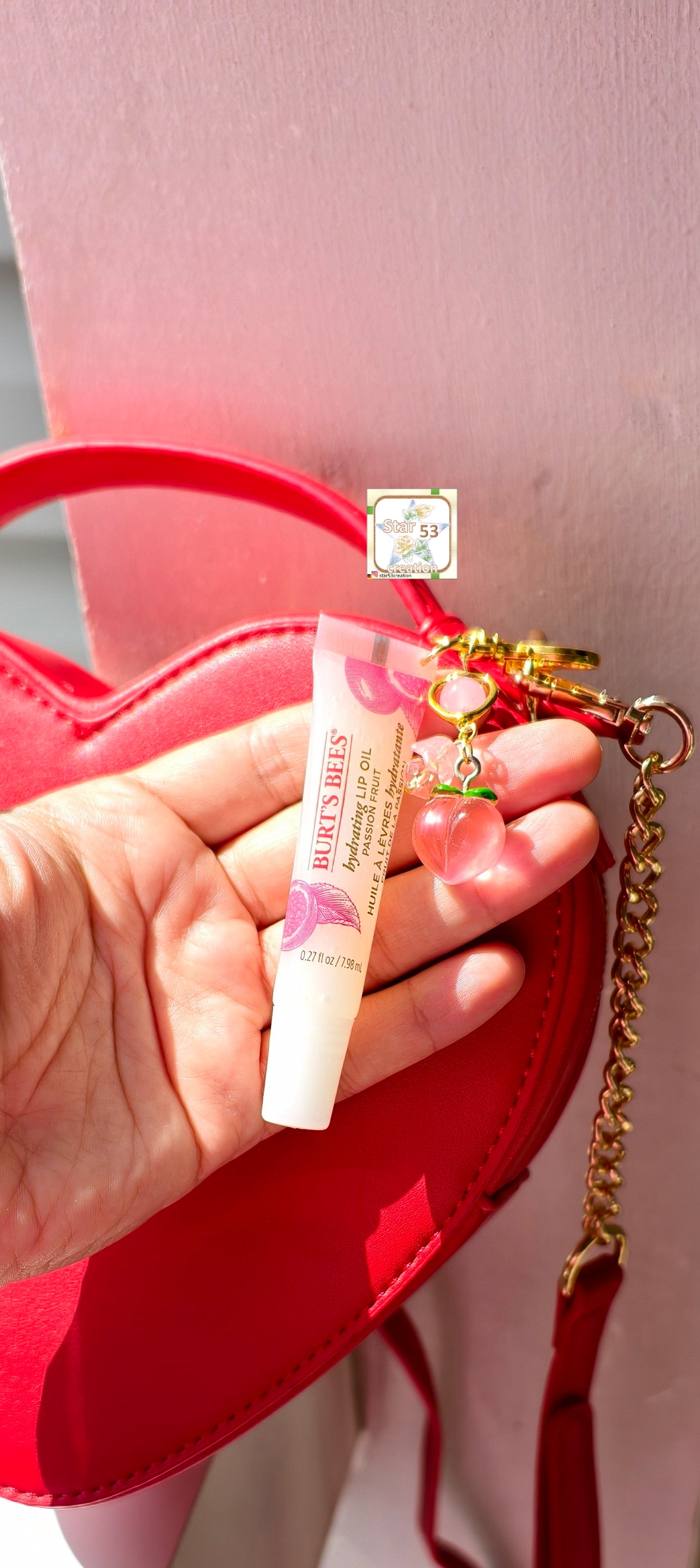 Peach bag charm
