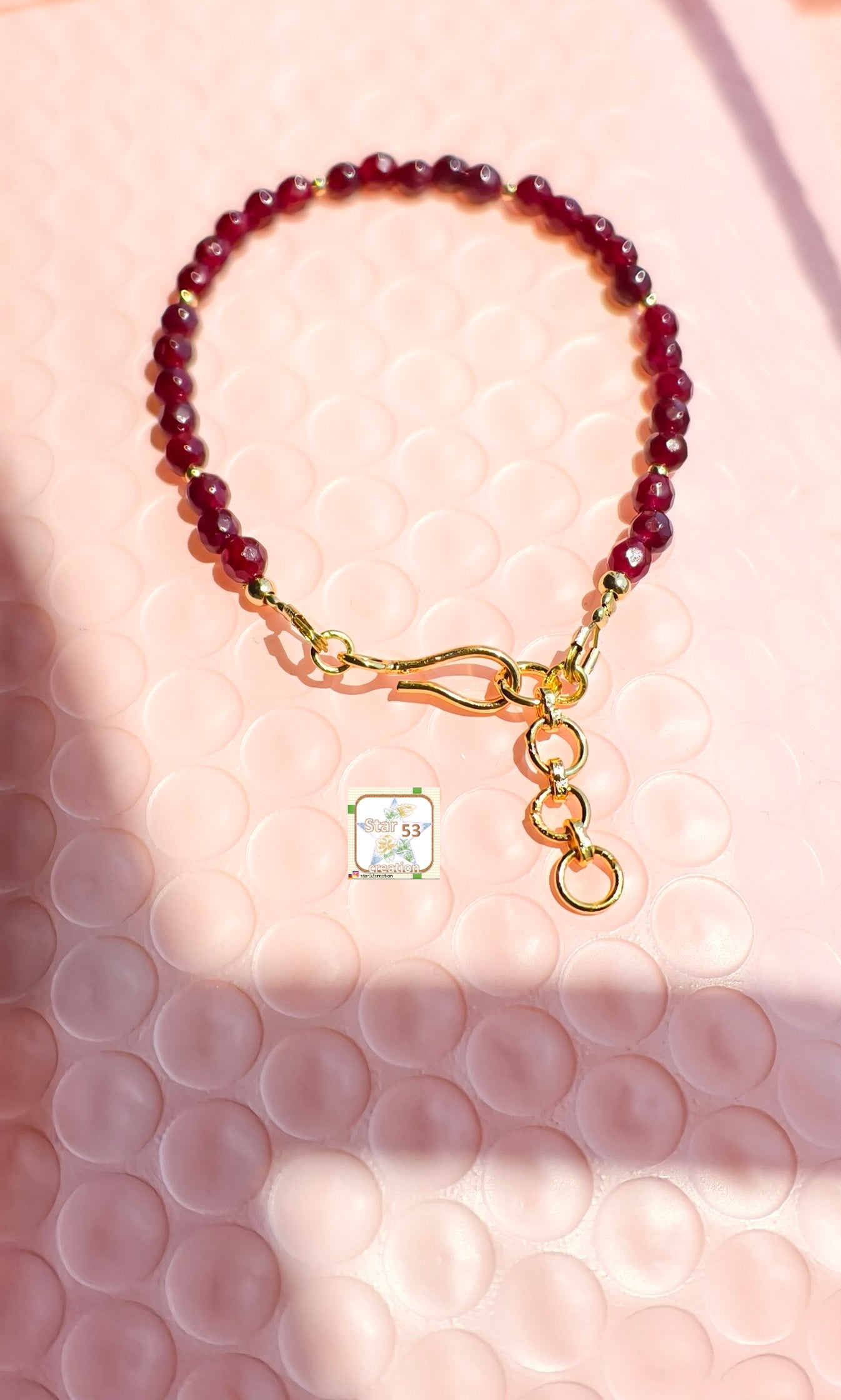 Claret jade bracelet, 6-7 inches, adjustable