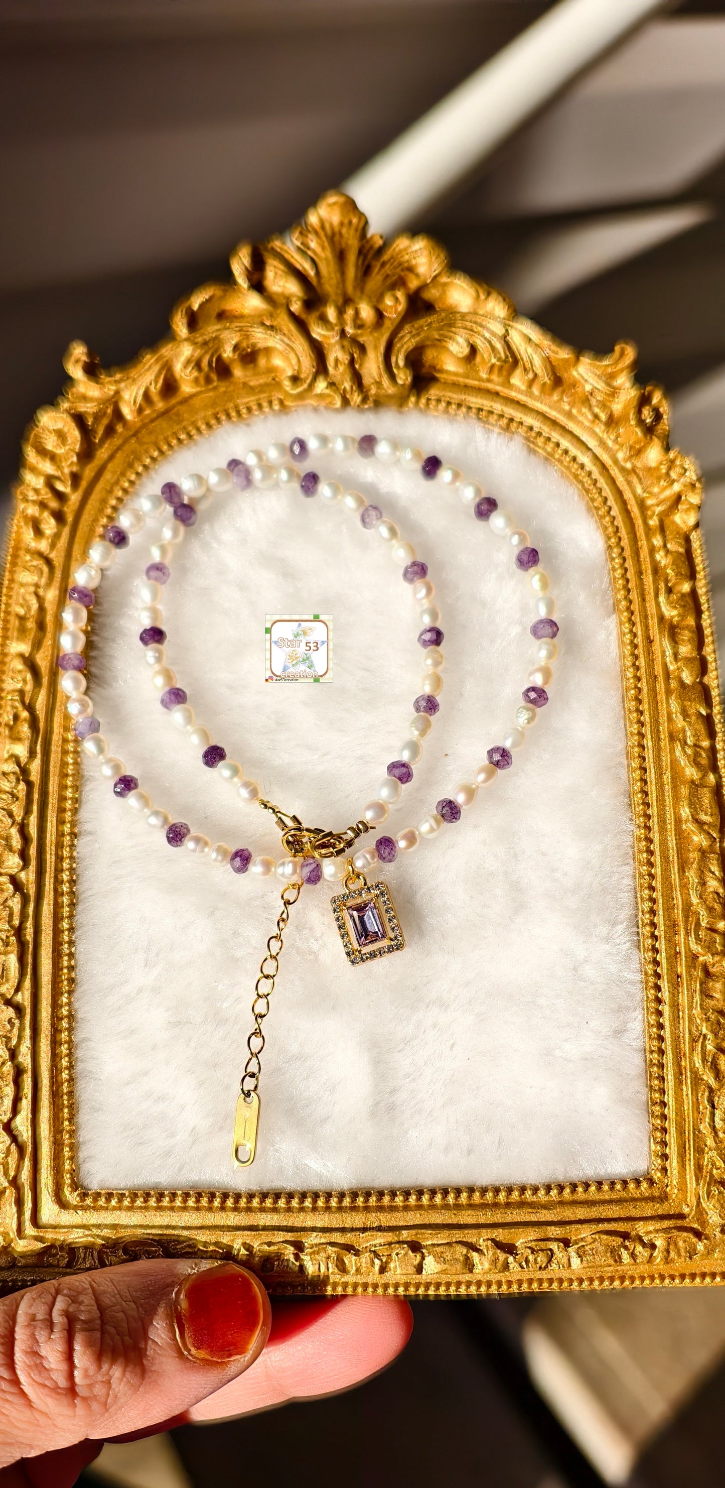 Tyrian freshwater pearls & jade necklace, 16-18 inches, adjustable