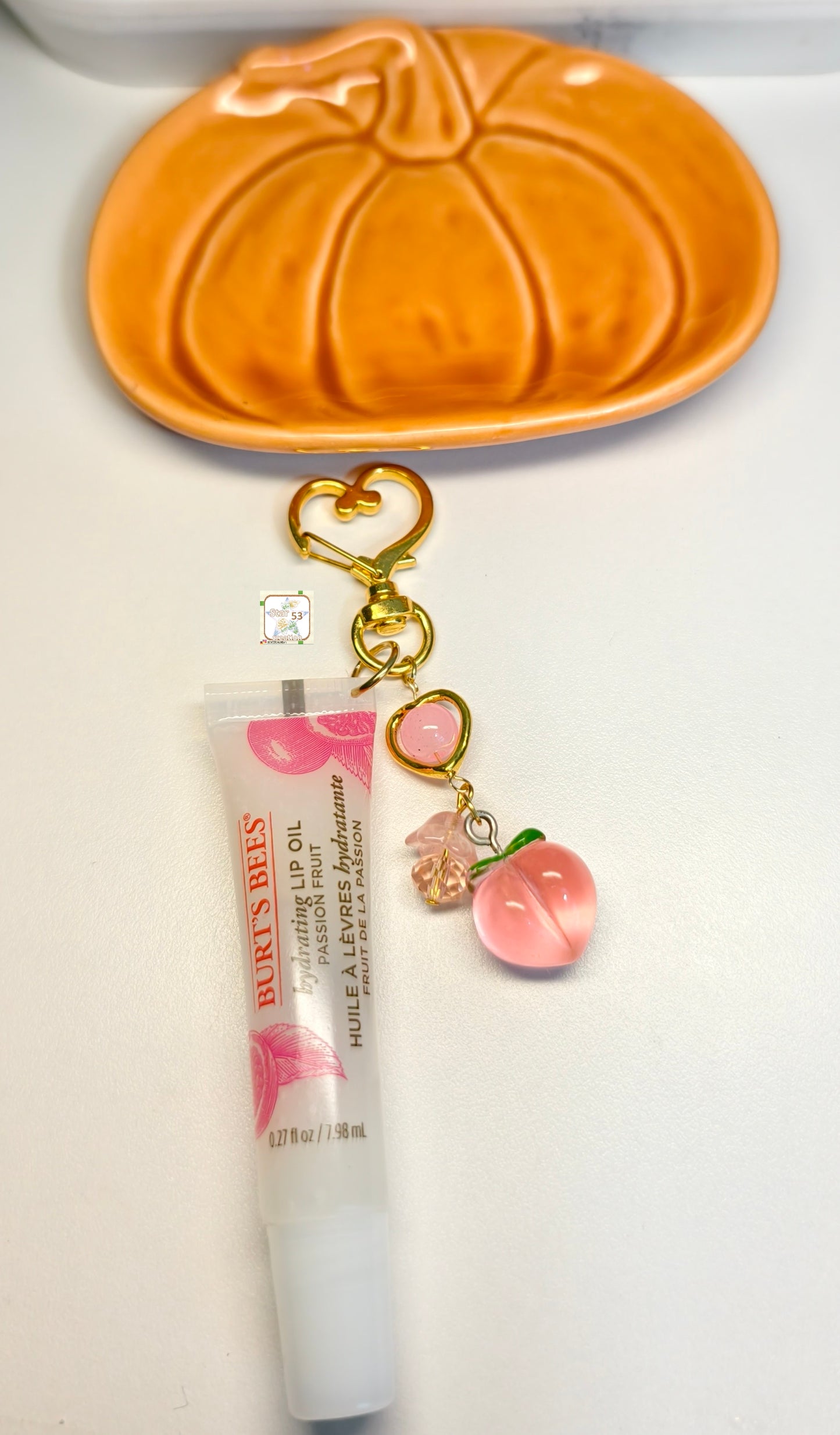 Peach bag charm