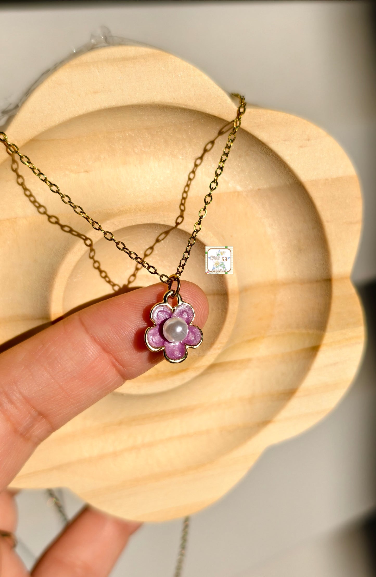 Floral pearl bloom necklace, 16-18, waterproof