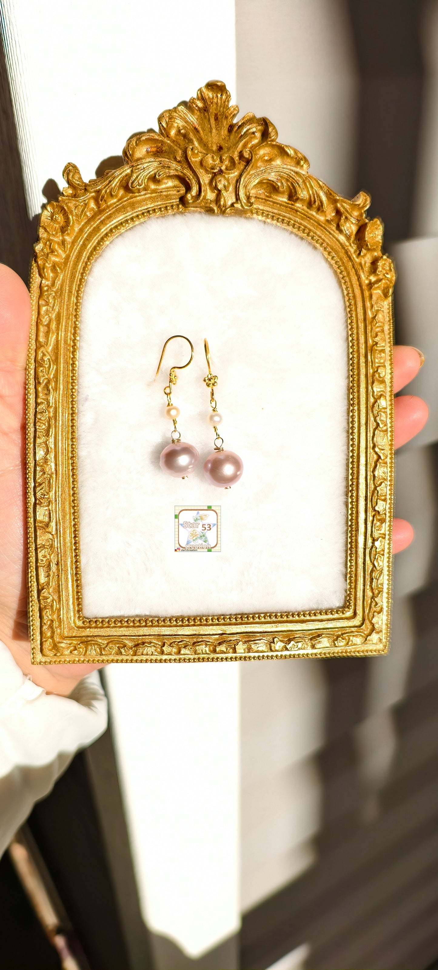 Rosane freshwater pearl earrings, 925 silver, gold plated