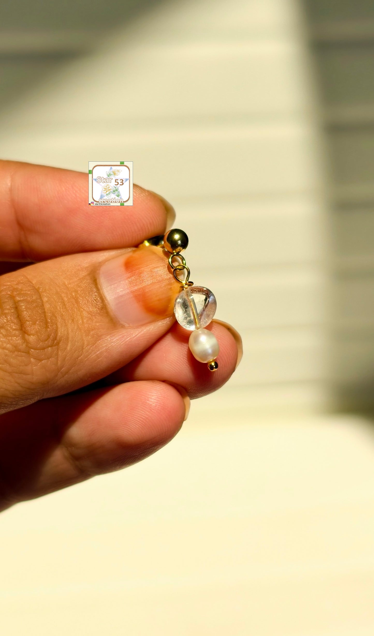 Claire quartz earrings, gold plated, waterproof