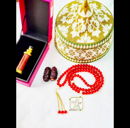 Imperial Carnelian (Aqeeq) praying beads (Tasbih), 6 mm