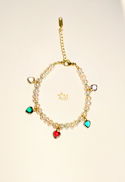 Harlequin freshwater pearl bracelet