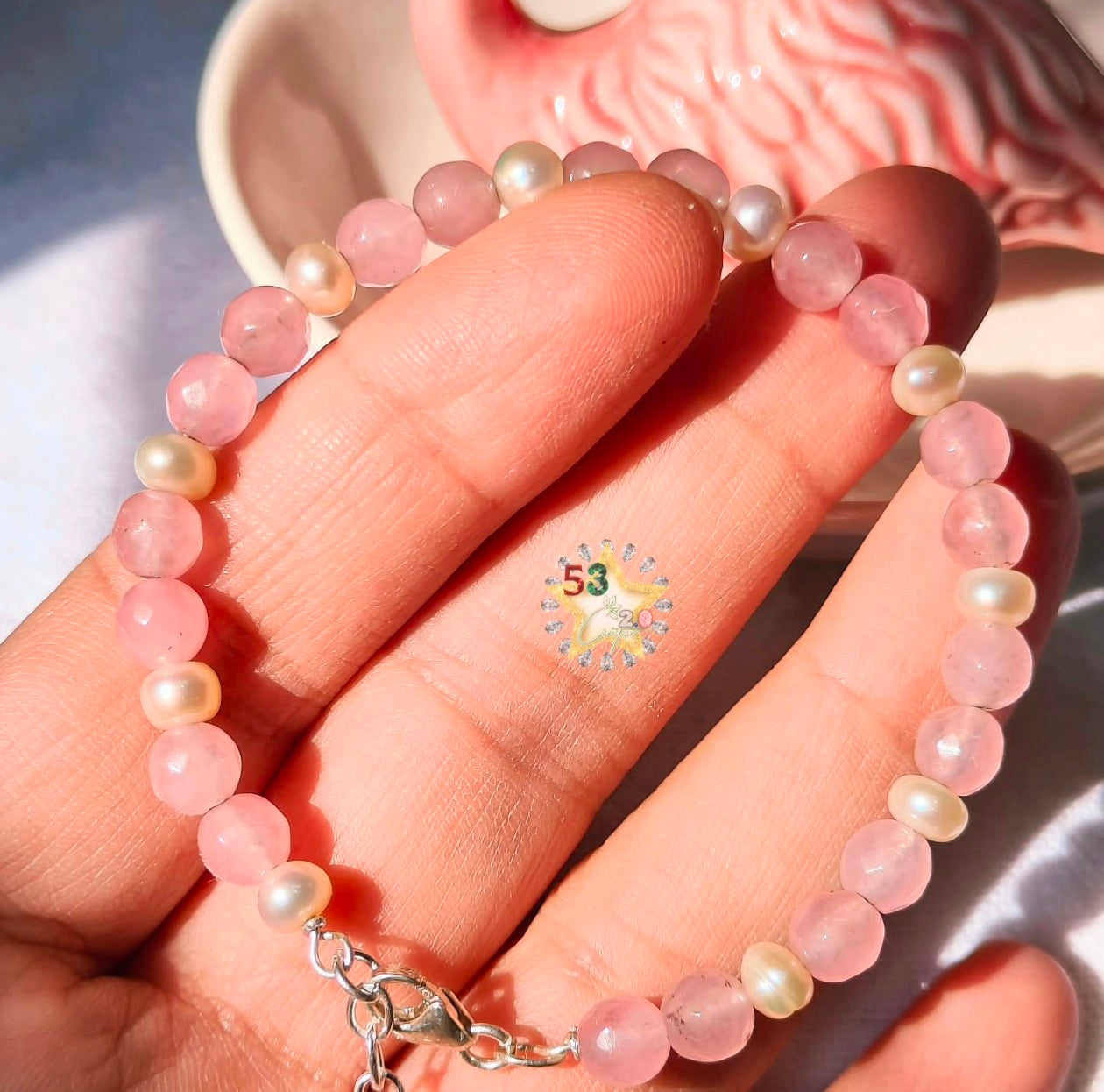 Pastel pearl & jade bracelet