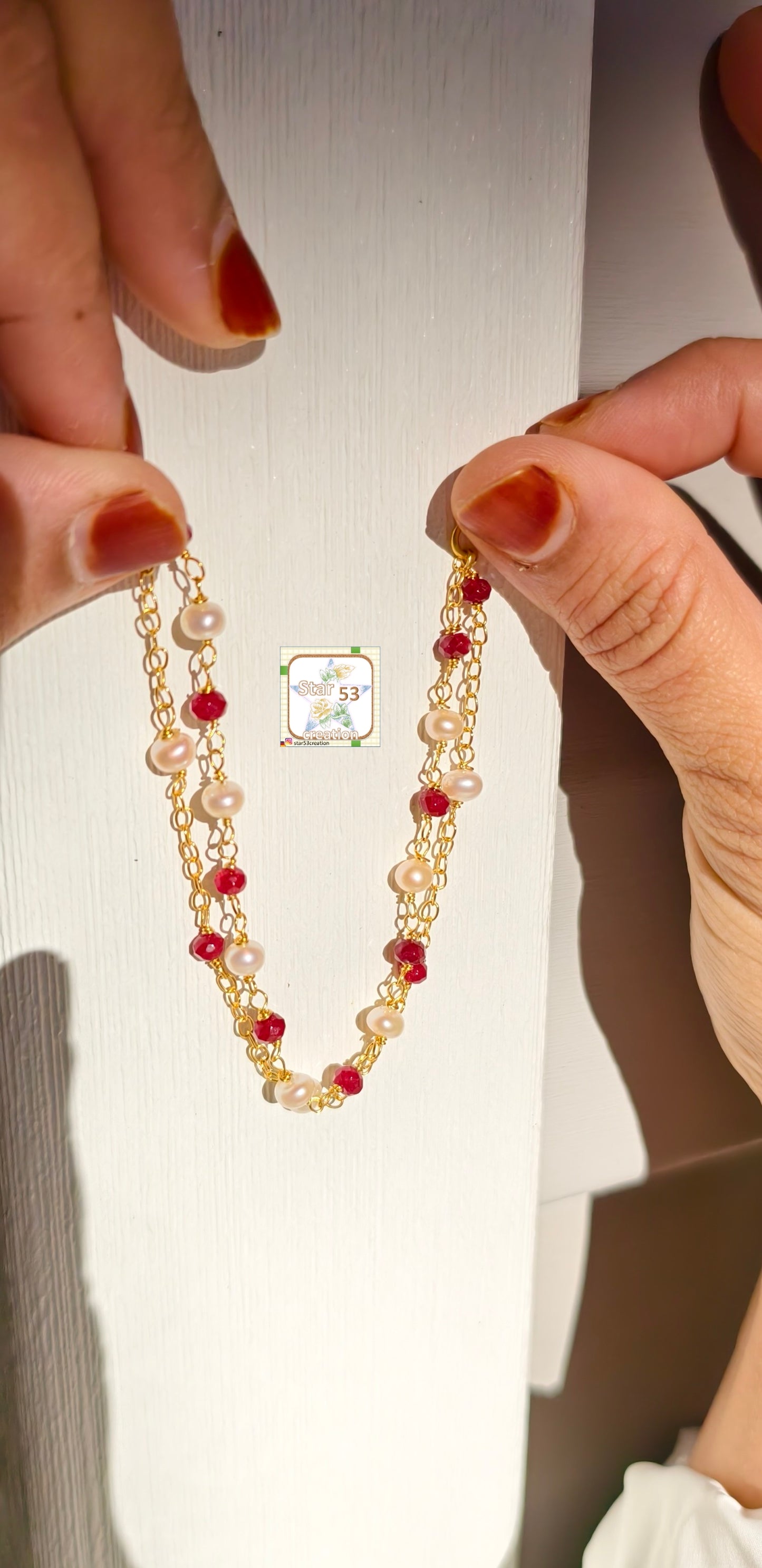 Rubie bracelet, waterproof, gold plated