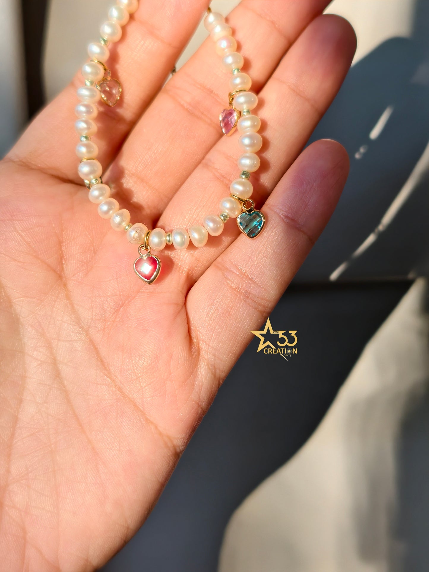 Harlequin freshwater pearl bracelet