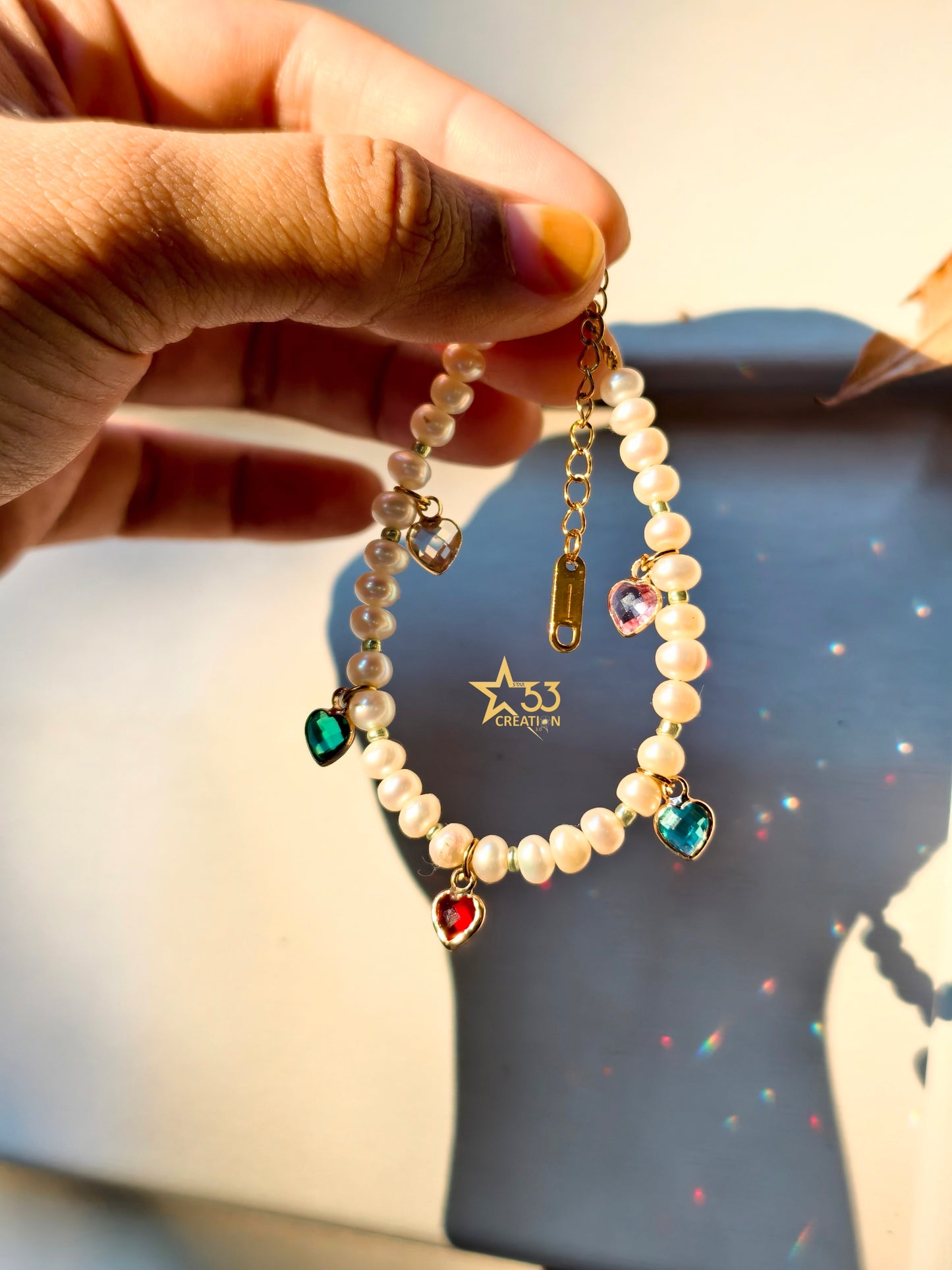 Harlequin freshwater pearl bracelet