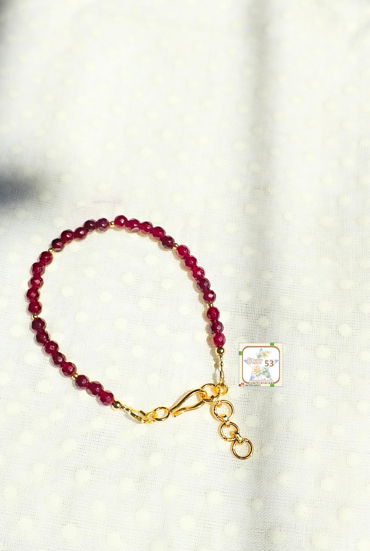 Claret jade bracelet, 6-7 inches, adjustable