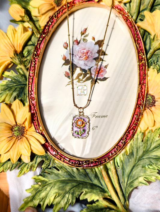 Florid necklace, Stainless Steel, Gold Plated, 16 inches