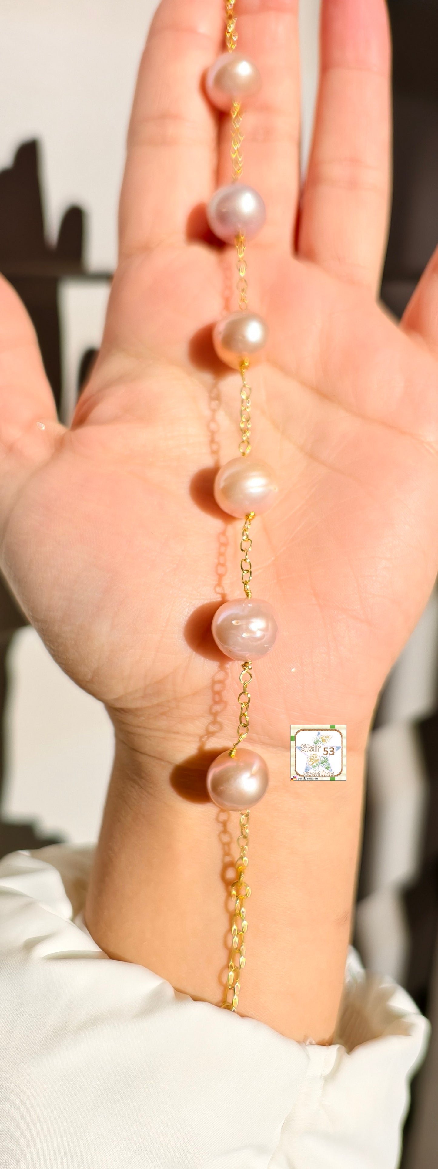 Peche' Pearl bracelet, 92.5 silver, gold plated
