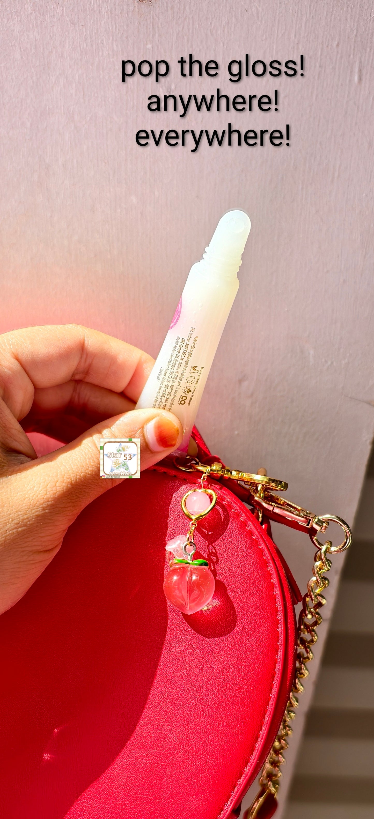 Peach bag charm