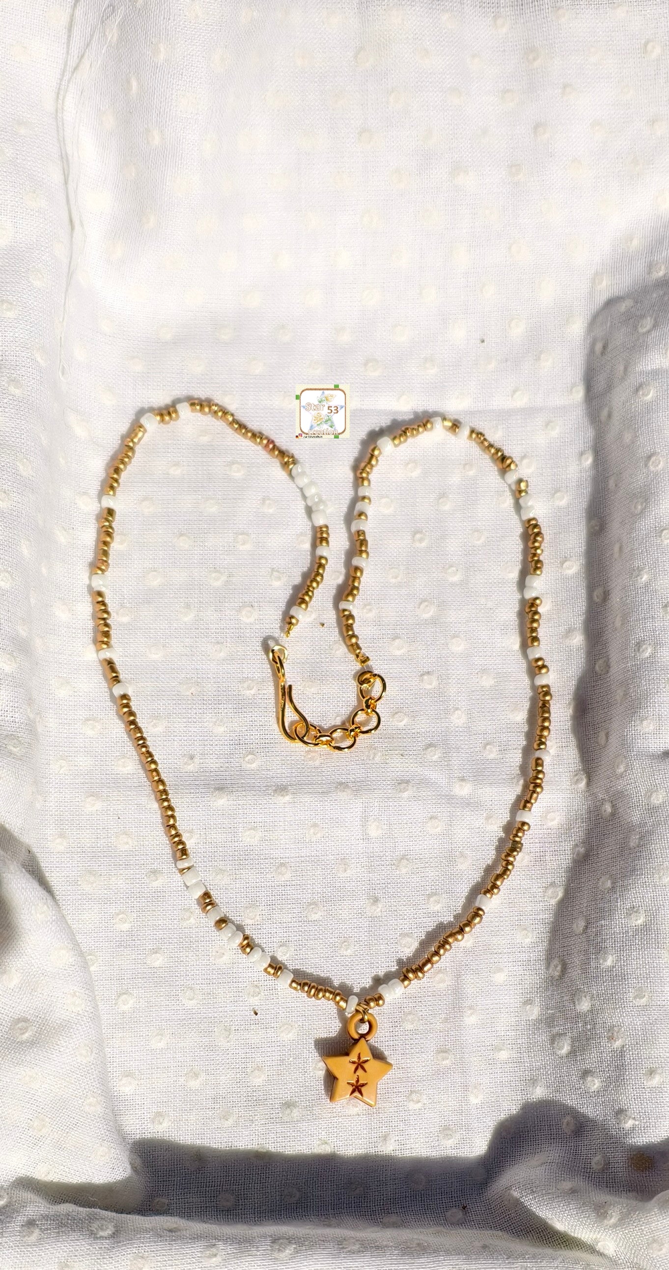 Earthy Star beaded necklace, 16-18 inches
