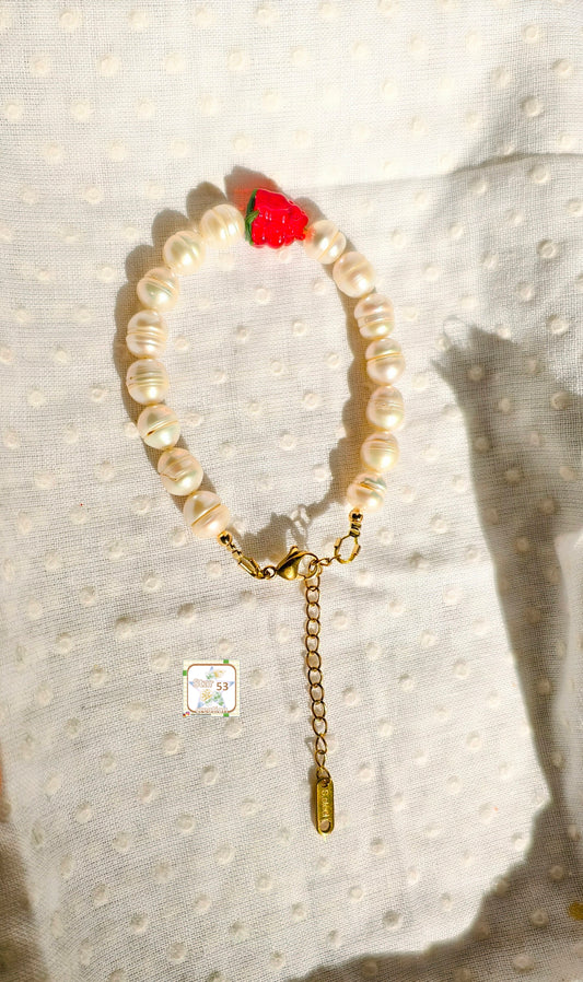 Berry freshwater pearl bracelet, adjustable