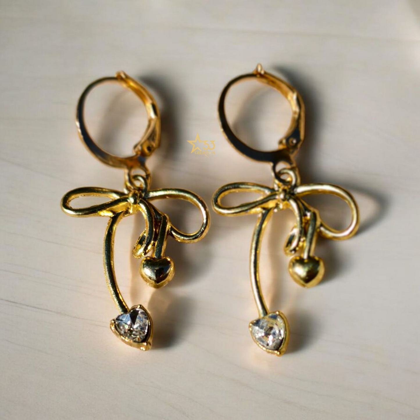 Bow-licious earrings, white rhinestones