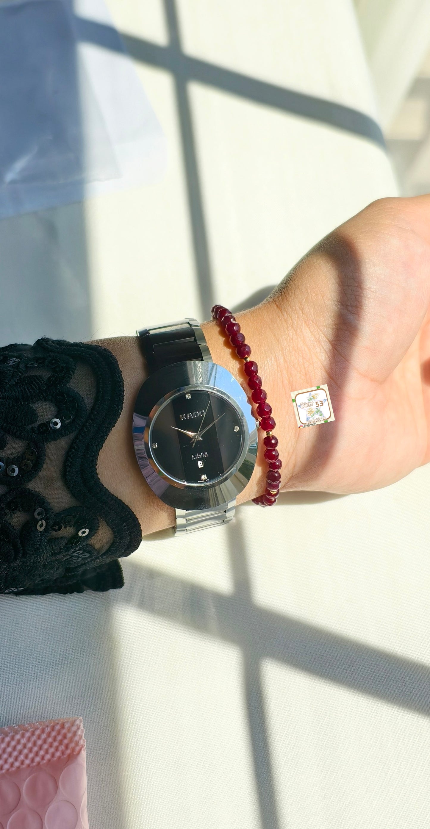 Claret jade bracelet, 6-7 inches, adjustable