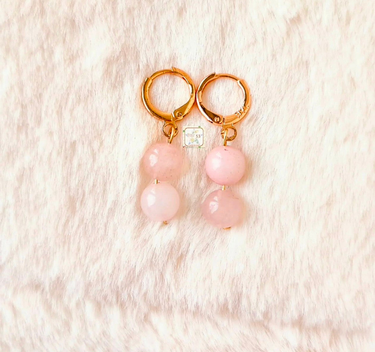 Dusty Rose quartz earrings, 6 mm