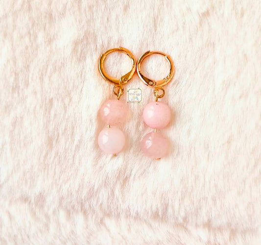 Dusty Rose quartz earrings, 6 mm